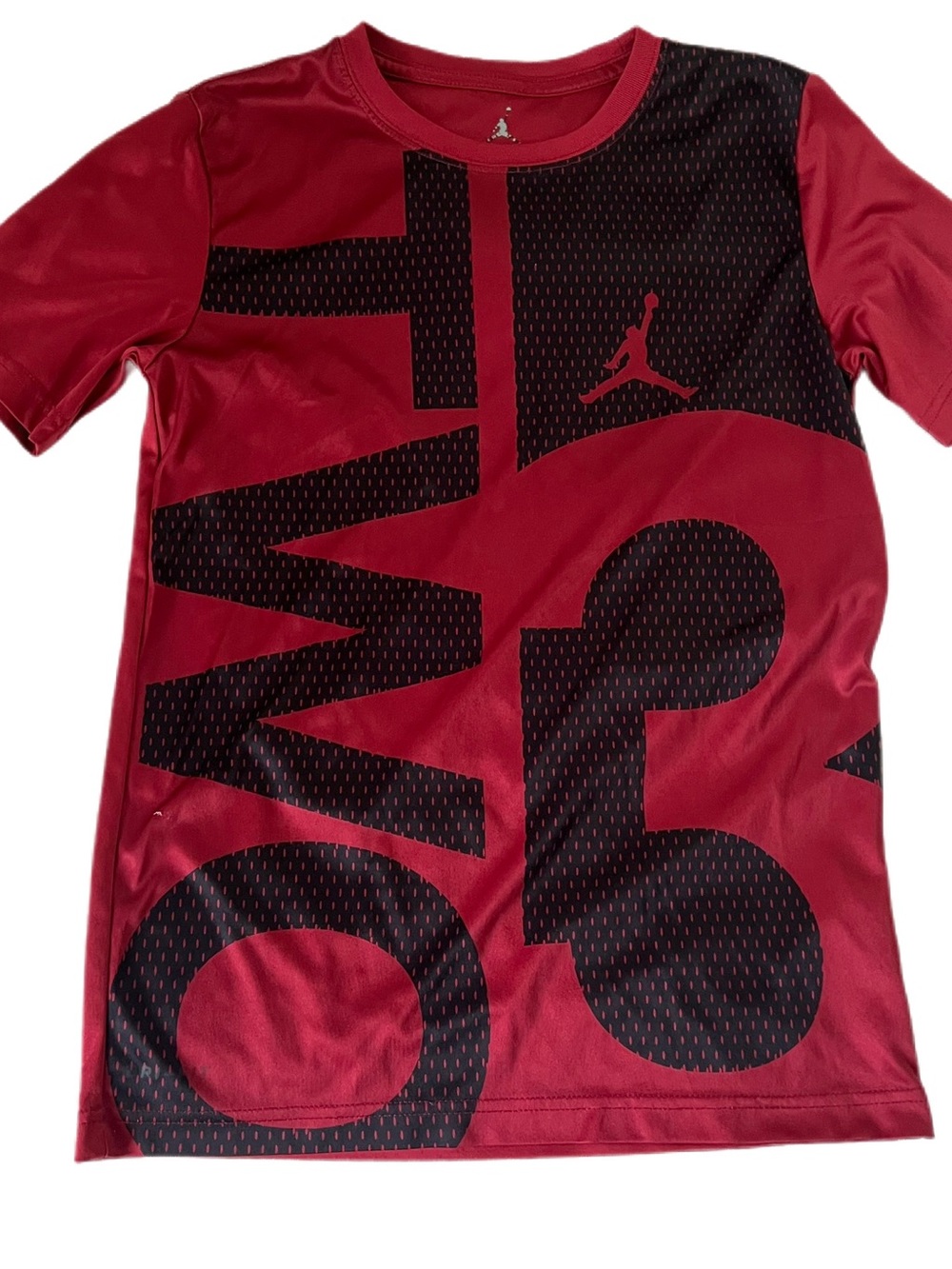 Jordan Red Short Sleeve Graphic Tee with Black Accents